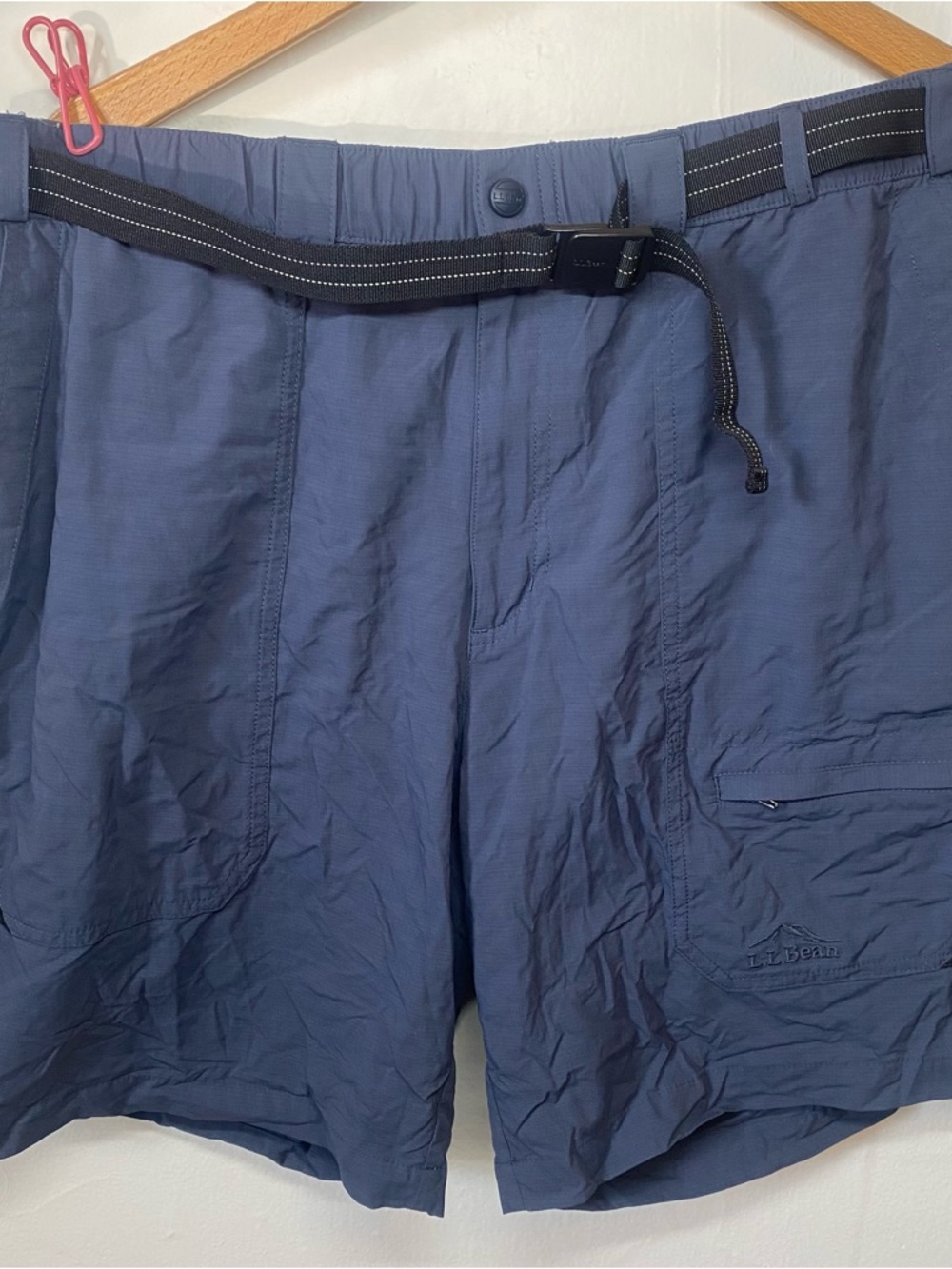 L.L. Bean Men’s Size L Ripstop Hybrid Hiking Swim Shorts Blue Belted Outdoors